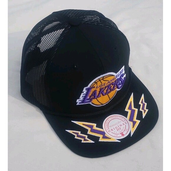 Mitchell & Ness Other - Mitchell & Ness Los Angeles Lakers Recharge Trucker Snapback Hat Cap Black NBA